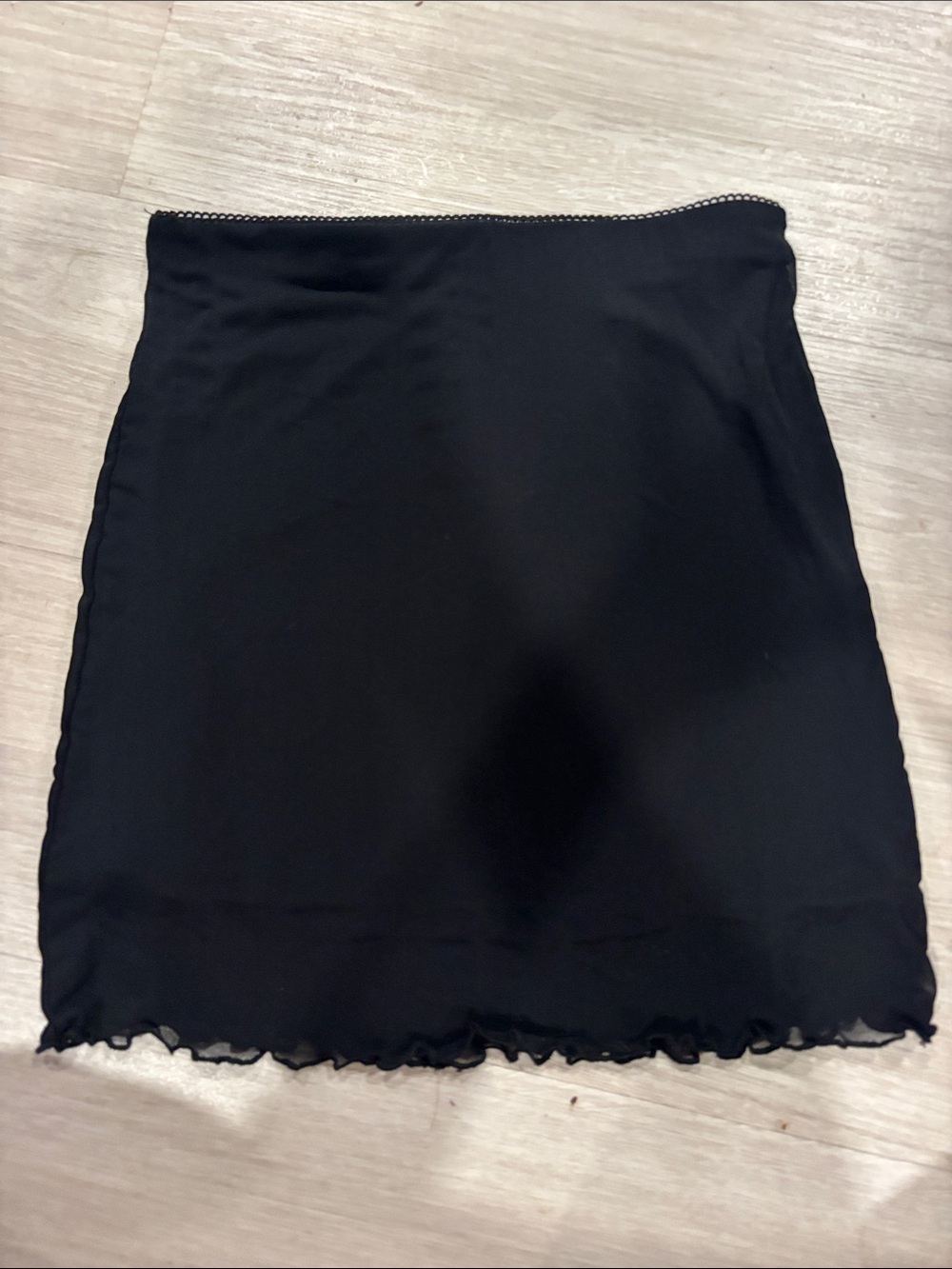 Forever 21 Black Mini Slip Skirt with Lettuce Hem Detail